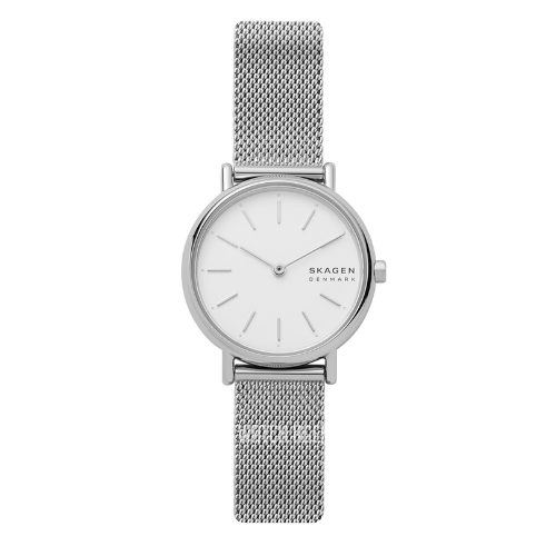 Skagen Signatur White Ladies Watch - Elegant Steel Mesh Design